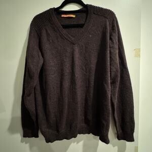 Kuna 100% Baby Alpaca V Neck Ribbed shoulder Sweater XL Military Inspired